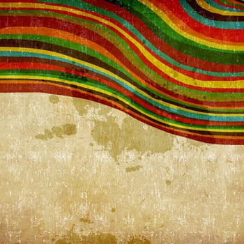 Composition of colored curved lines on retro background