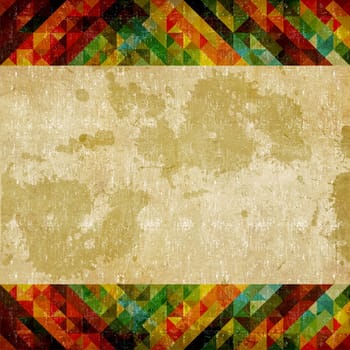 Abstract composition of colored triangle on retro background