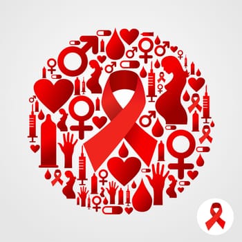 AIDS icon set in circle shape. Vector file available