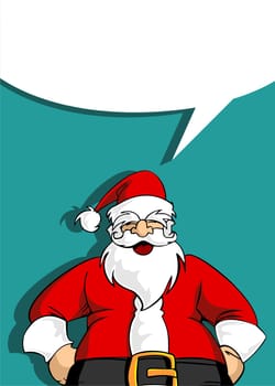 Christmas Series: Happy Santa Claus laughing with his hands on his belly with a blank speech bubble.