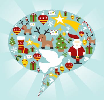 Xmas icon set in speech bubble shape background. Vector file available.