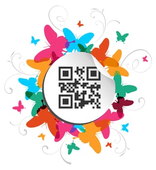 Spring time concept background with qr code label. Vector file available.