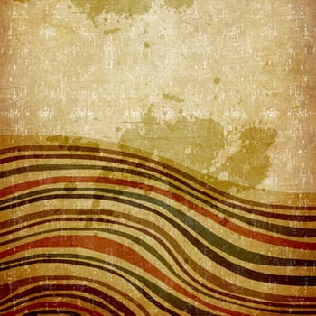 Abstract composition of colored curved lines on retro background