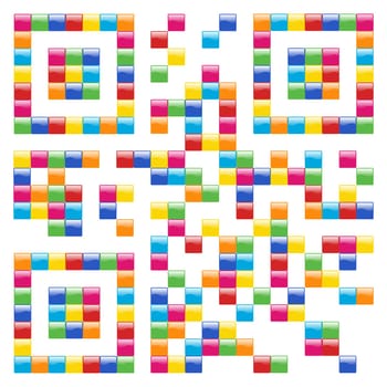 Multicolored Qr code concept design background. Vector file available.