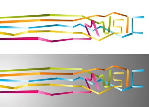 Love for music origami multicolored ribbon illustration. Vector file available.