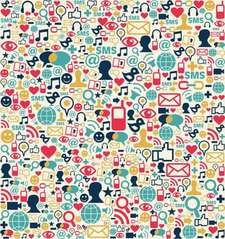 Social media network icon set seamless texture pattern background