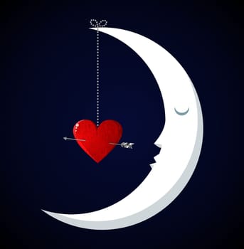 Happy Moon Fall in love Valentines day concept background. Vector file available.