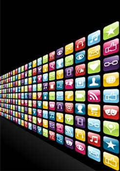Smartphone app icon set pattern background. Vector file layered for easy manipulation and customisation.