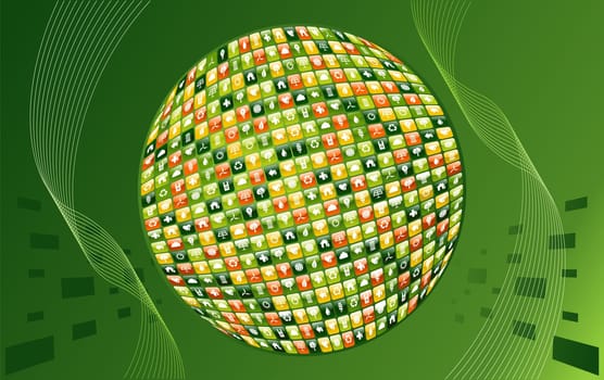 Eco friendly iphone app World made with icon set background. Vector file available.