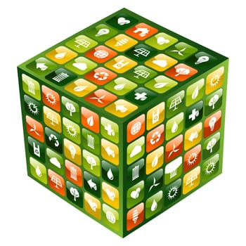 Iphone green application icons cube over white background. Vector file available.