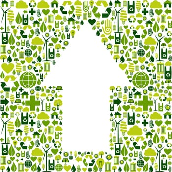 Green icons collection background in up arrow symbol. Vector file available.
