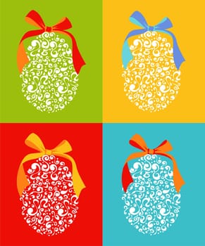 Easter eggs in tribal style set background. Vector file layered for easy manipulation and custom coloring.
