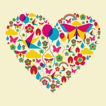Happy spring time heart composition. Vector file available.