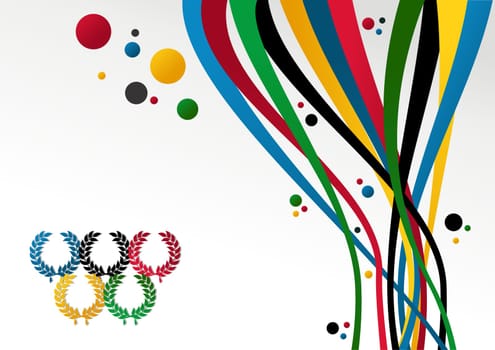 Olympic Games laurel wreath, ribbons and circles over white background. Vector file layered for easy manipulation and customisation.