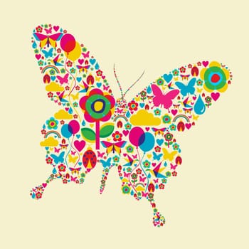 Happy spring time butterfly composition. Vector file available.