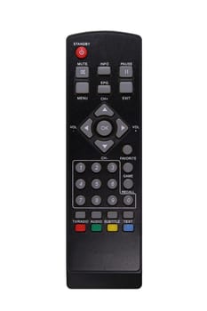 A black TV remote control
