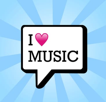 I love music in communication bubble background illustration. Vector file layered for easy manipulation and custom coloring.