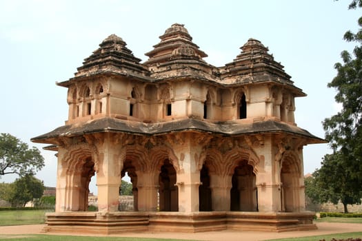 Renowned Lotus Mahal, the Queens' Palace, at Hampi, Karnataka, India, Asia