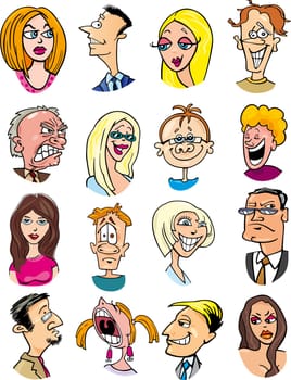 cartoon illustration of different people characters and emotions