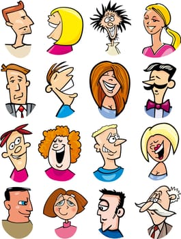 cartoon illustration of different people characters and emotions