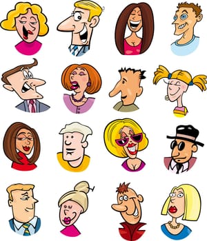 cartoon illustration of different people characters and emotions