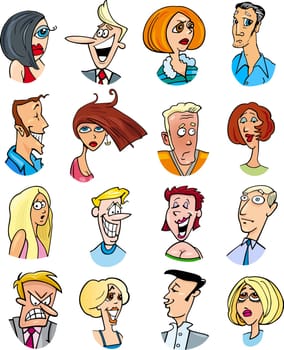 cartoon illustration of different people characters and emotions