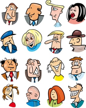 cartoon illustration of different people characters and emotions