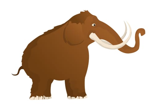 Woolly mammoth, isolated and grouped objects over white background