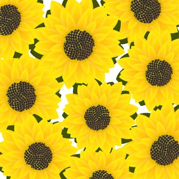 Decorative sunflower card, abstract art illustration