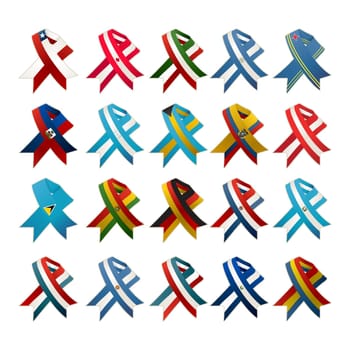 Country flag award ribbons set against white background.