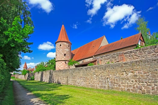 medieval city wall of Wolframs-Eschenbach,the birthplace of the Parzival poet Wolfram von Eschenbah,Bavaria,Germany