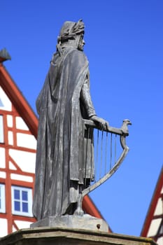 the monument from 1860 to the Parzival poet Wolfram von Eschenbach in his native town of Wolframs-Eschenbach,Bavaria,Germany