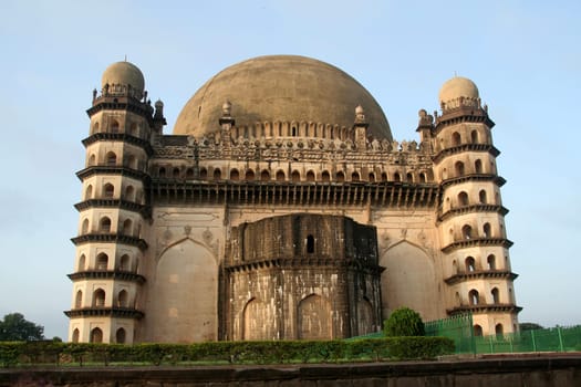 View of backside of famous monument Gol Gumbaz at Bijapur, Karnataka, India, Asia