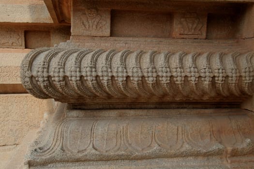 Repetitive ring design on basal wall of Hazararama Temple at Hampi, Karnataka, India, Asia