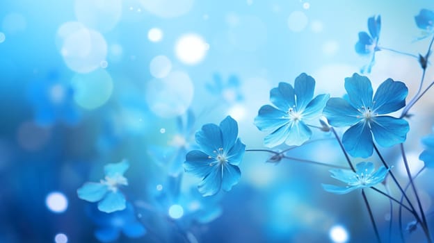 blue wild flowers in the morning light - AI generative