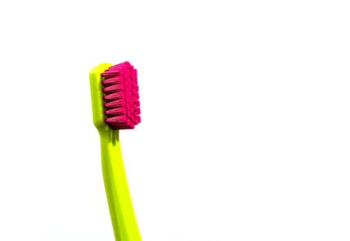 Closeup Isolated Big Tooth Brush on White Background, Copy Space for Text, Horizontal Plane. Dentistry. High quality photo