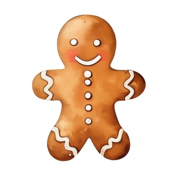 Watercolor Christmas gingerbreads Clipart, Christmas Watercolor gingerbread. AI Generated.