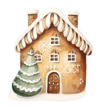 Watercolor Christmas gingerbreads Clipart, Christmas Watercolor gingerbread. AI Generated.