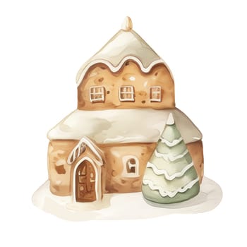 Watercolor Christmas gingerbreads Clipart, Christmas Watercolor gingerbread. AI Generated.