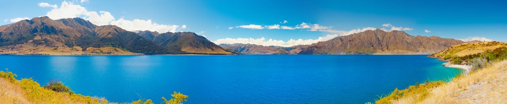 Lake Hawea in New Zealand. Panorama