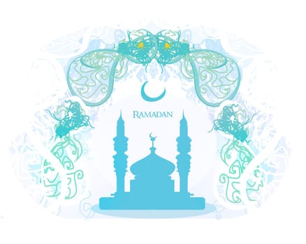 Ramadan background - mosque silhouette vector card