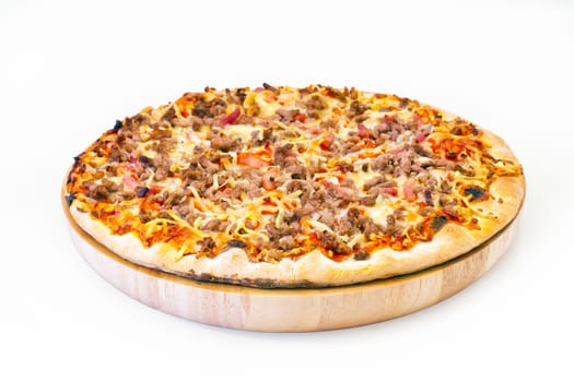 Pizza neat&#039 s tongue. italian kitchen. Studio. On wooden plate