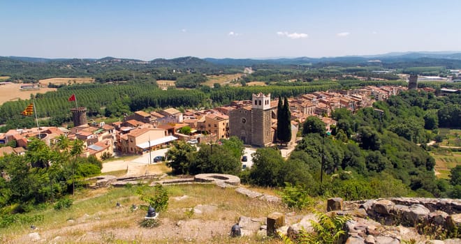 Panoramic over Hostalric, Girona, View from the castle.