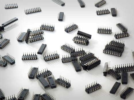 A lot of integrated circuits used as background