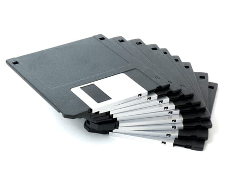 Old floppy disks 3.5" isolated on white background"