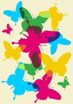 Butterfly pattern vector Illustration in vibrant color palette.