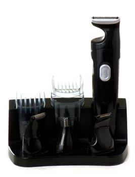A whole shave set for beard, moustache and hair, isolated on white background