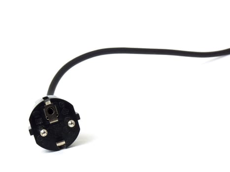 A black european black plug isolated on white background