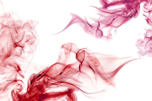Colorful Red Smoke isolated on white background