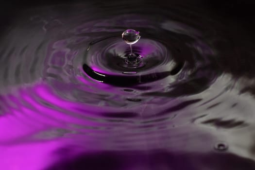 A falling drop in a water, photographes with light pink filter